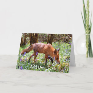 Rode Vos in de Blauwe Bloemen Tuin Natuur Kaart
