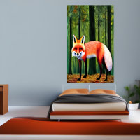 Rode vos in het bos | AI Art Poster