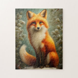 Rode vos in winterbos legpuzzel