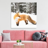 Rode vos in witte sneeuw canvas afdruk (Insitu (Woonkamer))