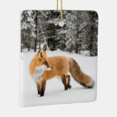 Rode vos in witte sneeuw keramisch ornament (Rechts)