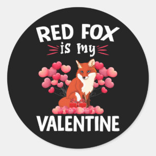 Rode Vos Is Mijn Valentijn Gelukkige Valentijnsdag Ronde Sticker