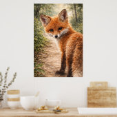 Rode Vos Jong Dier Bosdier Poster (Keuken)