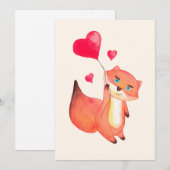 Rode vos met een hart feestdagenkaart (Voorkant / Achterkant)