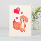 Rode vos met een hart feestdagenkaart (Staand voorkant)
