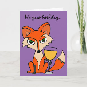 Rode vos met wit wijnglas kaart