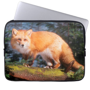 Rode vos op een stam laptop sleeve
