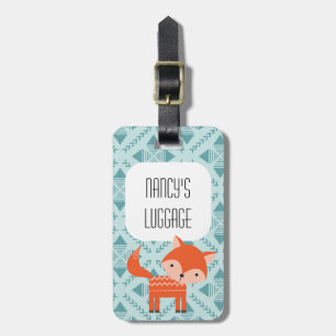 Rode Vos Schattig Bosdier Bagage Label