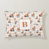 Rode vos schattig dier kwekerij monogram accent kussen (Voorkant)