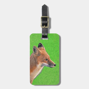 Rode Vos Schilderij - Originele Wilde Dieren Kunst Bagagelabel