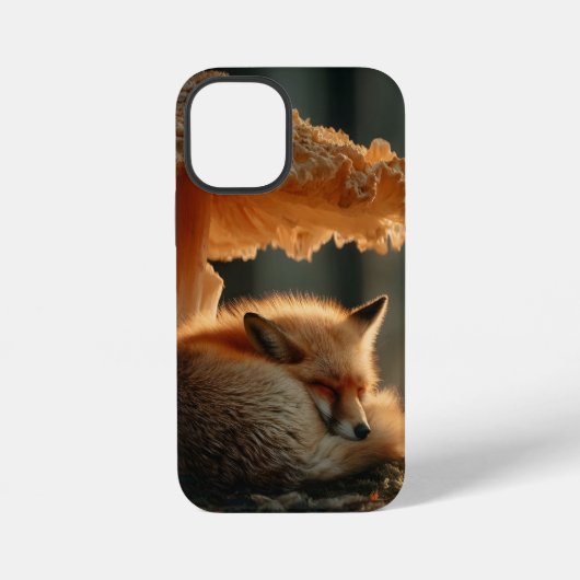 Rode vos slaapt onder gigantische paddenstoel iPhone hoesje (Achterkant)