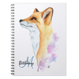 Rode Vos Watercolor Gepersonaliseerd Notitieboek