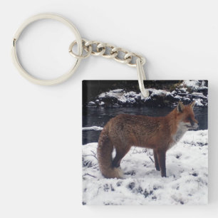 Rode Vos Wilde Natuur Winter Sneeuw Bos Dier Sleutelhanger