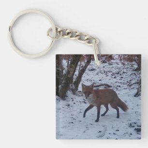 Rode Vos Winter Bosland Sneeuw Kunstwerk over Wild Sleutelhanger