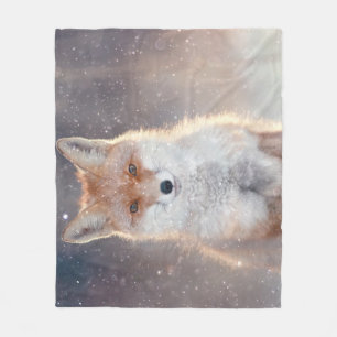 Rode vos, winterbos, schilderachtig illustratie. fleece deken