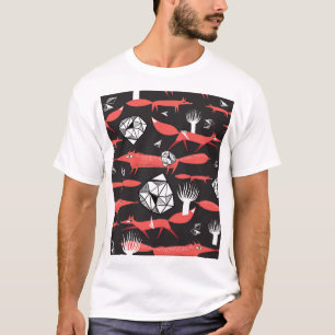 Rode vossen: donkere achtergrond naadloos. t-shirt
