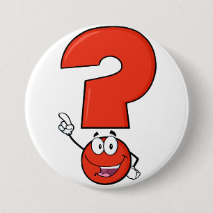 Rode Vraagteken Knop Ronde Button 7,6 Cm