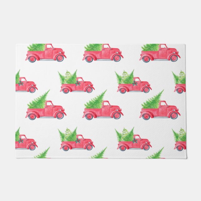  Rode Vracht met kerstboom Deurmat (Voorkant)