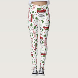 Rode Vracht met kerstboom Leggings