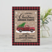 Rode Vracht Rustisch Land Kerstdiner Kaart (Staand voorkant)