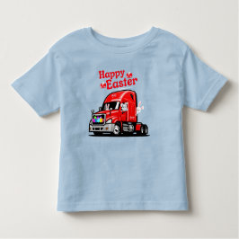 Rode Vrachtwagen 18 Wheeler Gelukkige Paashaas Kinder Shirts