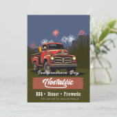  Rode Vrachtwagen 4th van Juli BBQ en Diner Kaart (Staand voorkant)