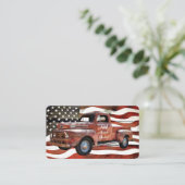  Rode Vrachtwagen Amerikaanse Vlag Visitekaartje (Staand voorkant)