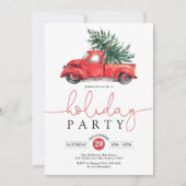 rode vrachtwagen & dennenboom vakantie partij kaart (Voorkant)