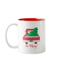 Rode Vrachtwagen en Boom "Wees VROLIJK"