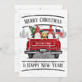 Rode Vrachtwagen Gnome Dog Patriottische Kerstmis Feestdagenkaart (Voorkant / Achterkant)