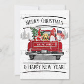Rode Vrachtwagen Gnome Hondenpaar Patriottische X Feestdagenkaart (Voorkant)