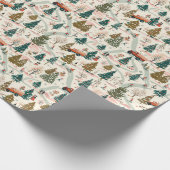 Rode vrachtwagen in een besneeuwd kerstdorp cadeaupapier (Hoek)