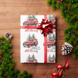 rode vrachtwagen Jingle helemaal Cadeaupapier