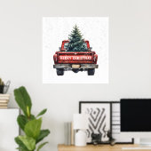  Rode Vrachtwagen Kerst Poster (Thuiskantoor)