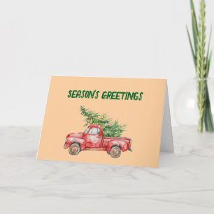 Rode vrachtwagen kerstboom gevouwen kerstkaart feestdagen kaart