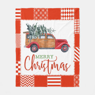  rode vrachtwagen Merry Kerstmis Blanket Fleece Deken