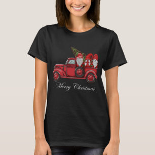  rode vrachtwagen met drie gnomen Merry Christma T-shirt