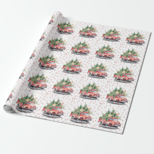  rode vrachtwagen met kerstboom cadeaupapier