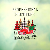 Rode  vrachtwagen met kerstboom raamsticker (Vel 3)