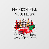 Rode  vrachtwagen met kerstboom raamsticker (Vel)