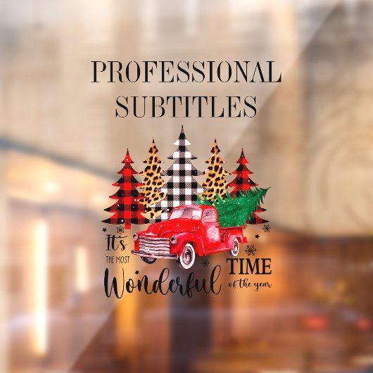 Rode  vrachtwagen met kerstboom raamsticker (Vel 2)