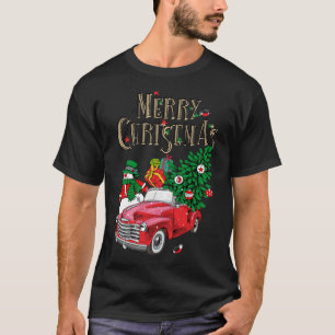 Rode vrachtwagen met kerstboomserie t-shirt