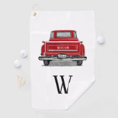 Rode Vrachtwagen Monogram Initiaal Naam Golfhanddoek (Insitu)