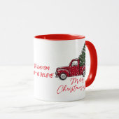 rode vrachtwagen pick-up vrolijke kerst Y'all Mok (Voorkant rechts)