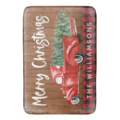  rode vrachtwagen Plaid Vrolijke Kerstnaam Badmat (Voorkant Verticaal)