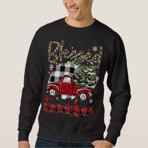 Rode Vrachtwagen Plaid Xmas Boom Gezegend Oma Fami Trui