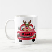  rode vrachtwagen rendier kerst koffiemok (Links)