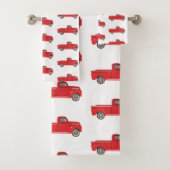 Rode Vrachtwagen Retro Patroon Badhanddoek Set Bad Handdoek (Insitu)