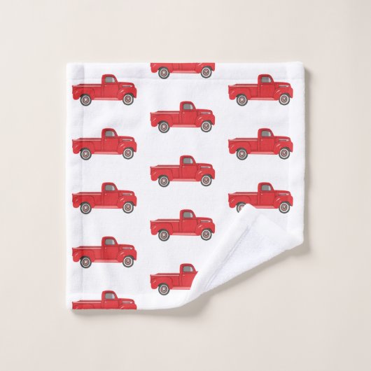 Rode Vrachtwagen Retro Patroon Badhanddoek Set Bad Handdoek (Wasdoekje)
