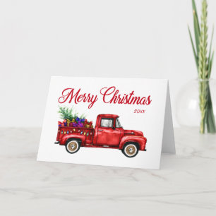 rode vrachtwagen — Roodbruine kerstboom Kaart
